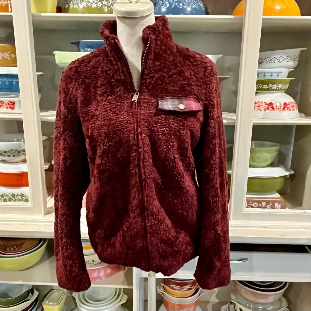 Pendleton Burgundy Fuzzy Zip Jacket - Size Small - image 4